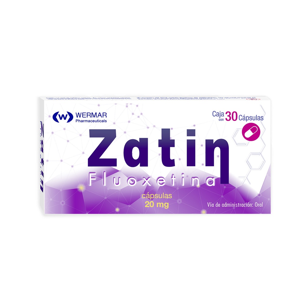 Zatin Fluoxetina 20 Mg 30 Cápsulas Genérico Wermarphar 