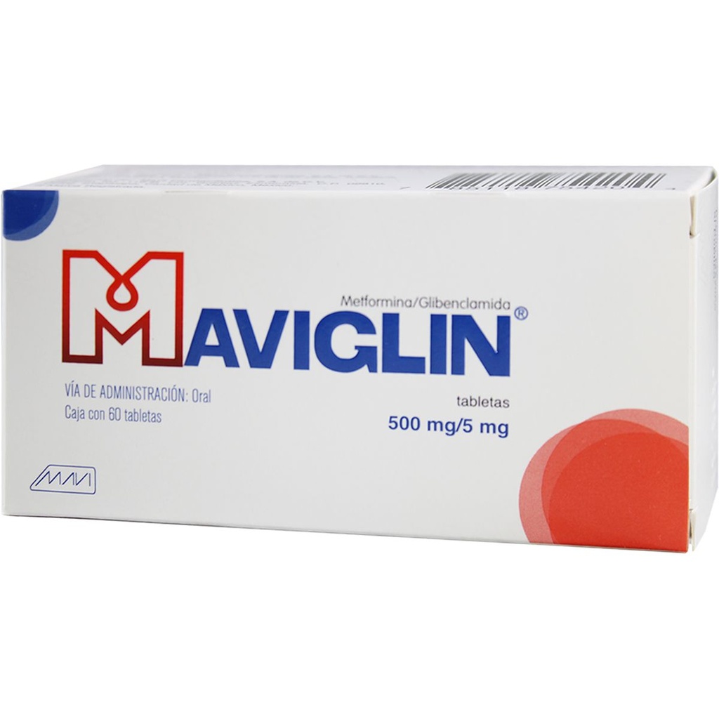 Maviglin Metformina/Glibenclamida 500/5 Mg 60 Tabletas Genérico Mavi 