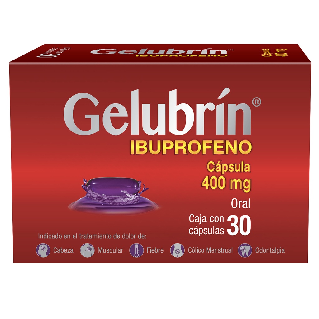 Gelubrín Ibuprofeno 400 Mg 30 Cápsulas Genérico Progela 