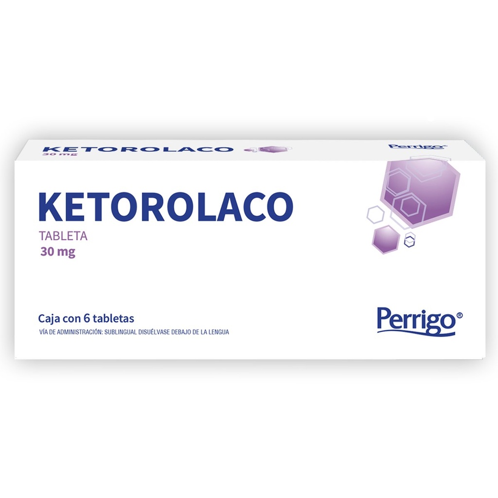 Ketorolaco 30 Mg 6 Tabletas Sublingual Genérico Perrigo 