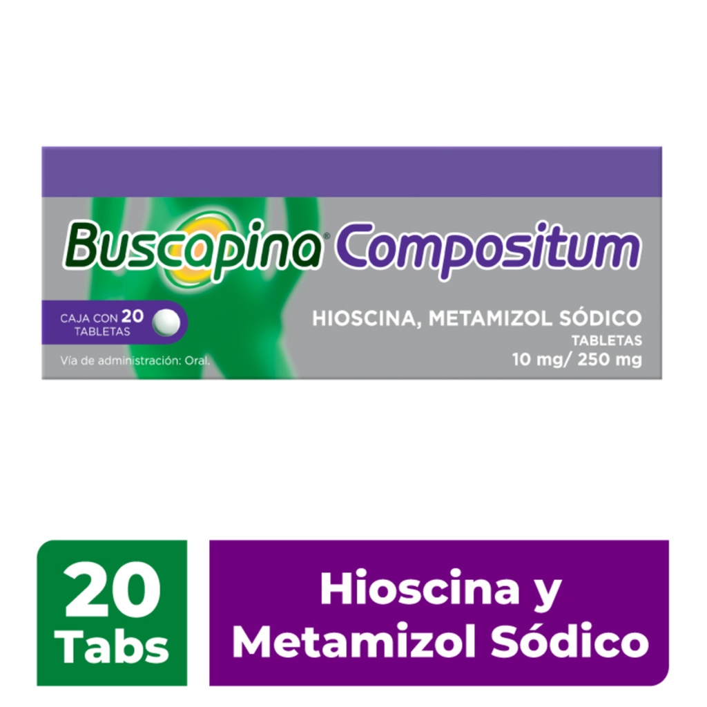 Buscapina Compositum Hioscina 10 Mg / Metamizol 250Mg, 20 Tabletas