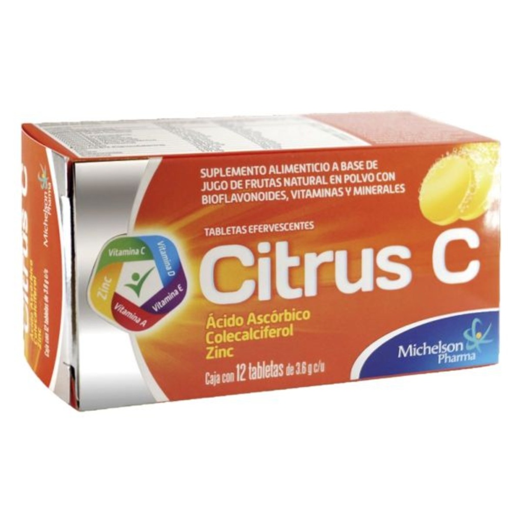 Citrus C Suplemento Alimenticio 12 Tabletas Efervecentes 