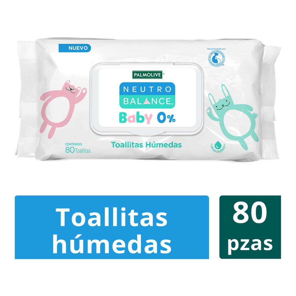Toallas Húmedas Palmolive Neutro Balance Baby 0 % 80 Piezas 