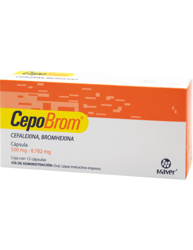 Cepobrom Cefalexina/Bromhexina 500 Mg 12 Cápsulas Genérico Maver 