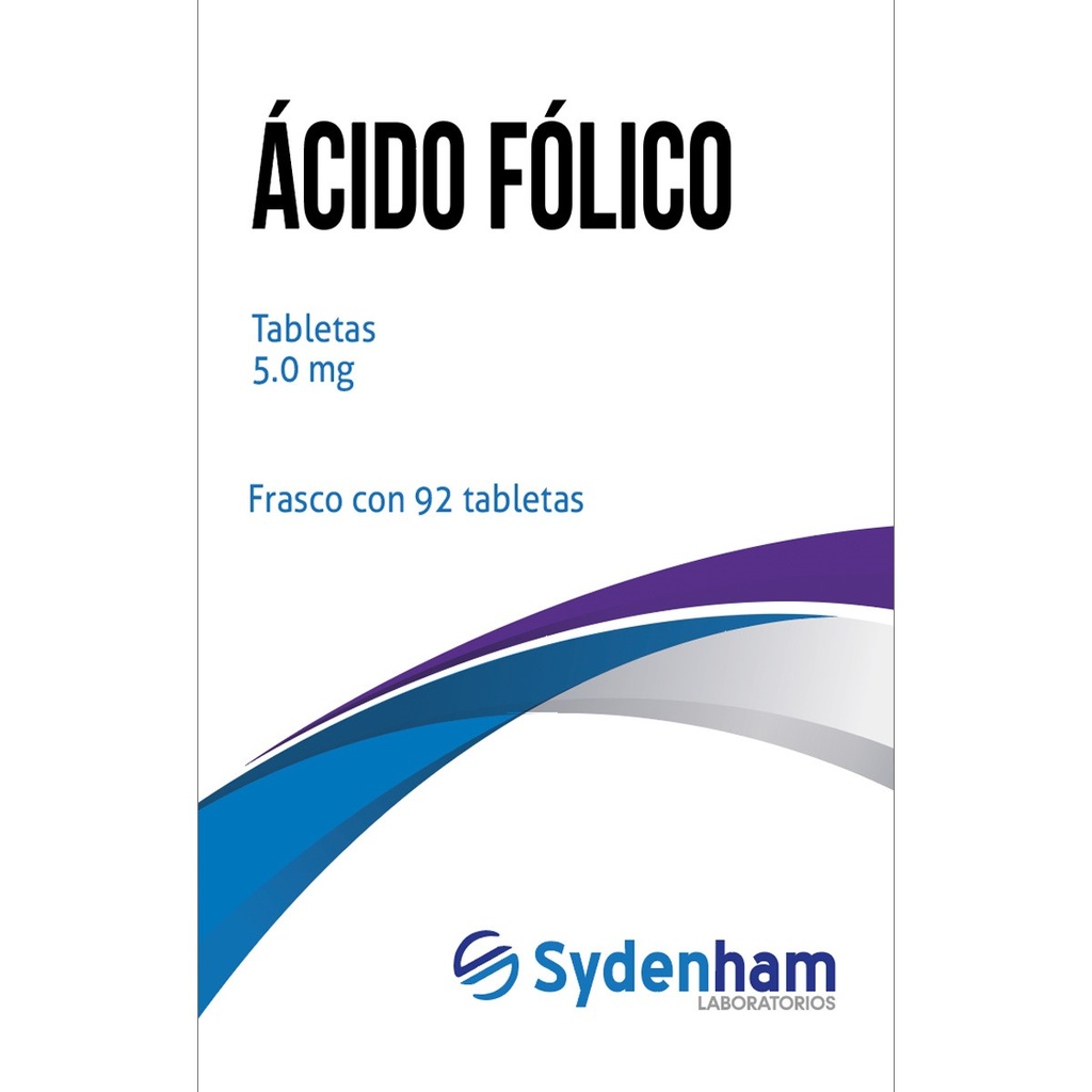 Ácido Fólico 5 Mg Frasco 92 Tabletas Genérico Sydenham