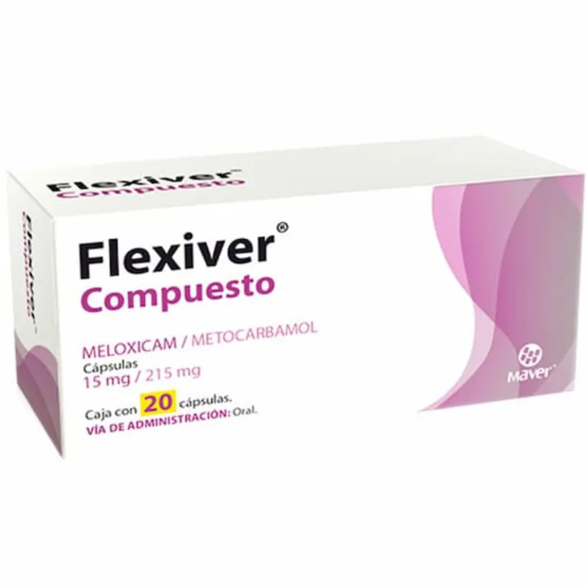 Flexiver Comp Meloxicam/Metocarbamol 15/215 Mg 20 Cápsulas Genérico Maver 