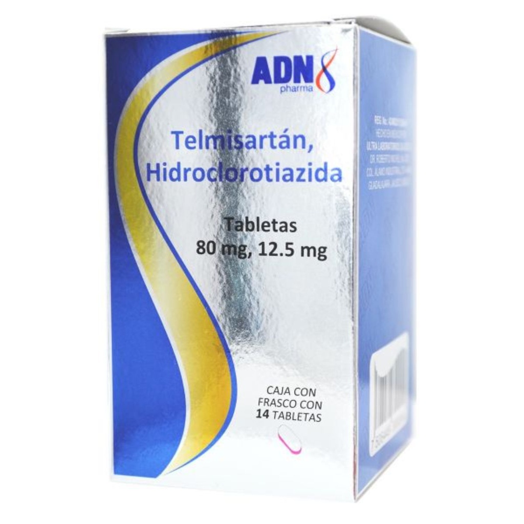 Telmisartán/Hidroclorotiazida 80/12.5 Mg 14 Tabletas Genérico Adn Pharma 