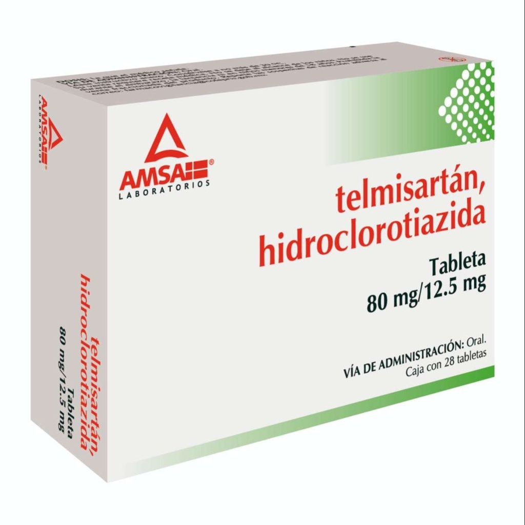 Telmisartán/Hidroclorotiazida 80/12.5 Mg 28 Tabletas Genérico Amsa 