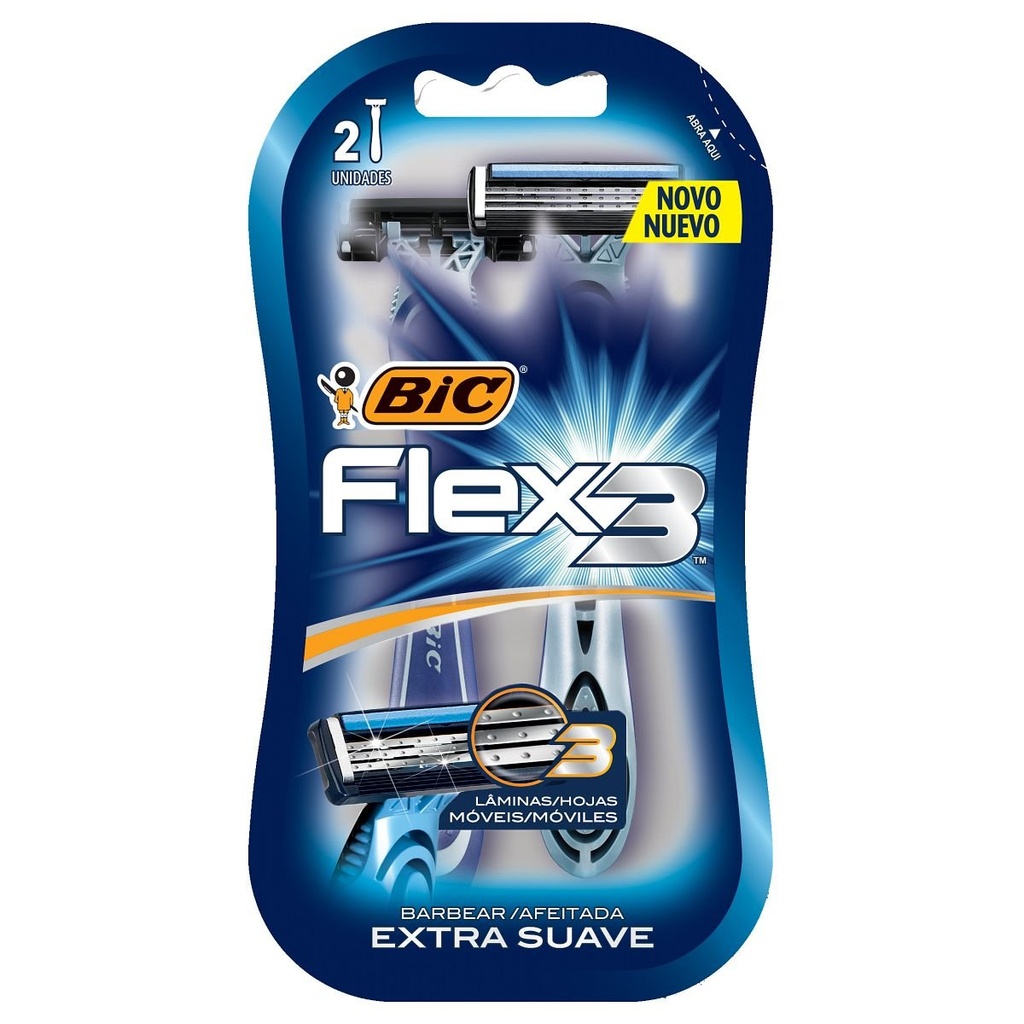 Máquina Bic Flex3 Extra Suave 2 Piezas 
