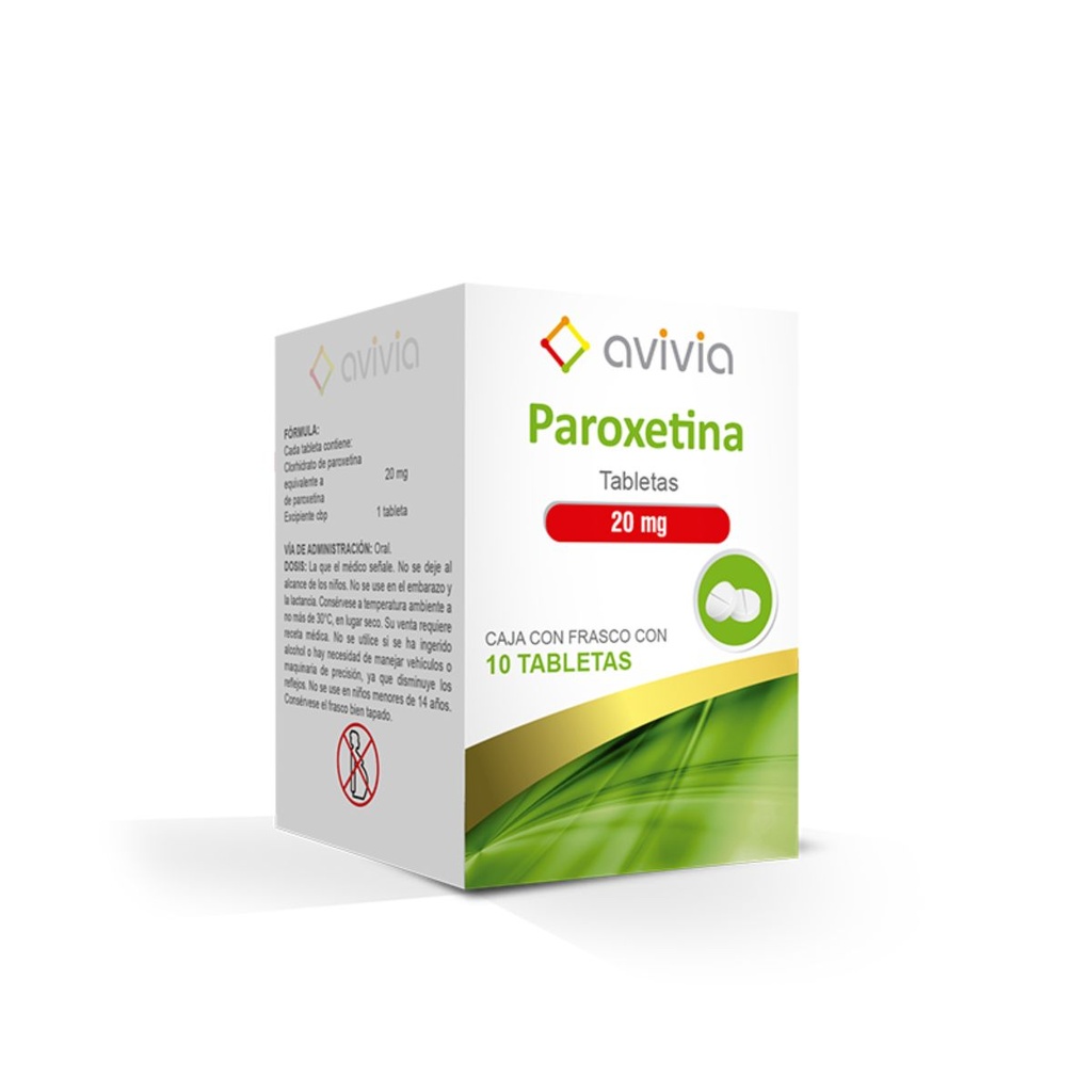 Paroxetina 20 Mg 10 Tabletas Genérico Avivia 