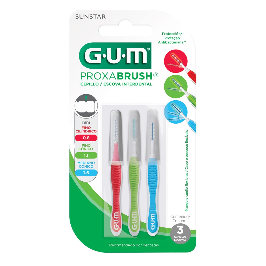 Cepillo Dental Gum Proxabrush Interdental 3 Piezas 