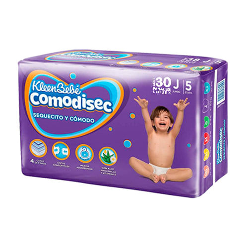 Pañal Kleen Bebé Comodisec Jumbo Etapa 5 30 Piezas 