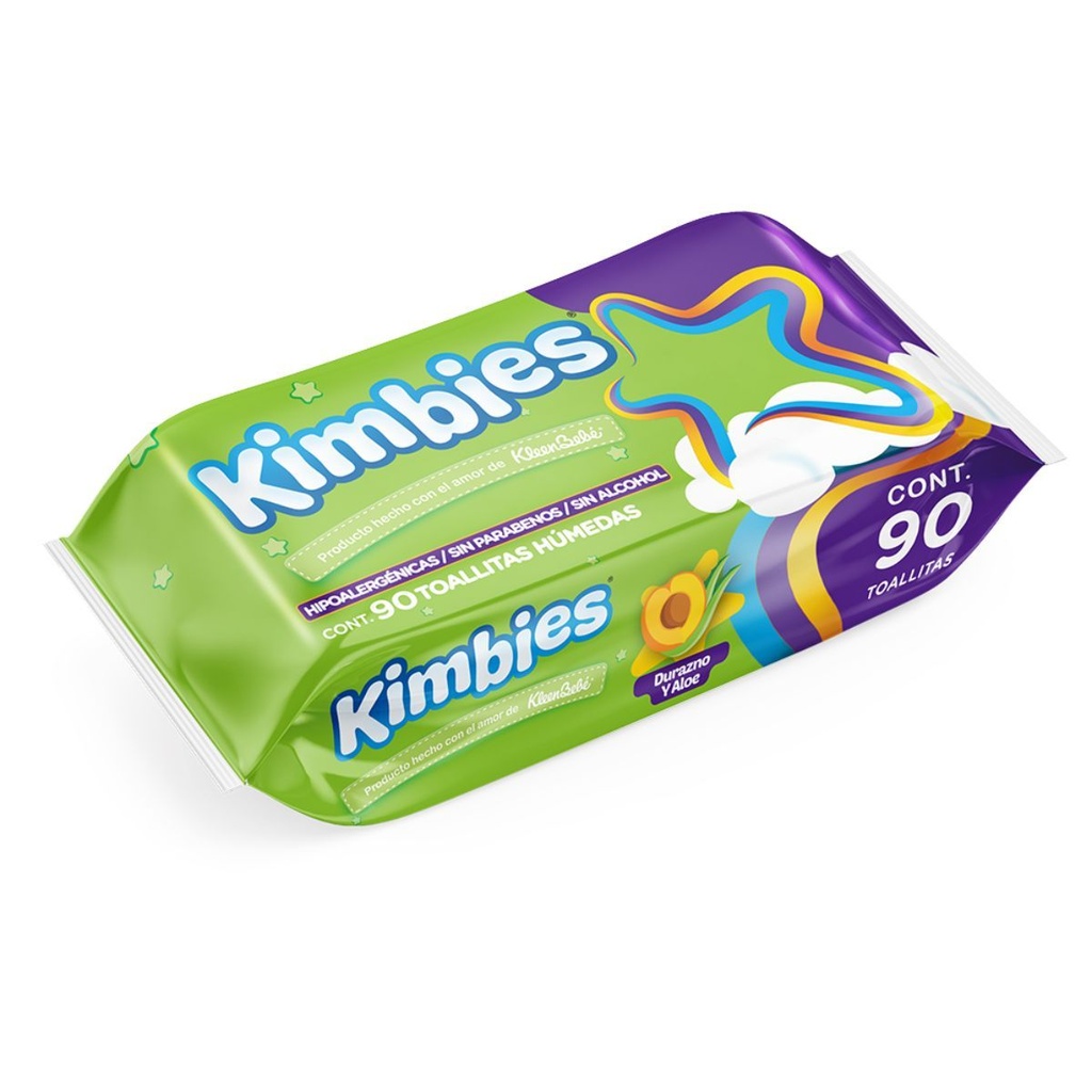 Toallitas Húmedas Kimbies Durazno-Aloe 90 Piezas 