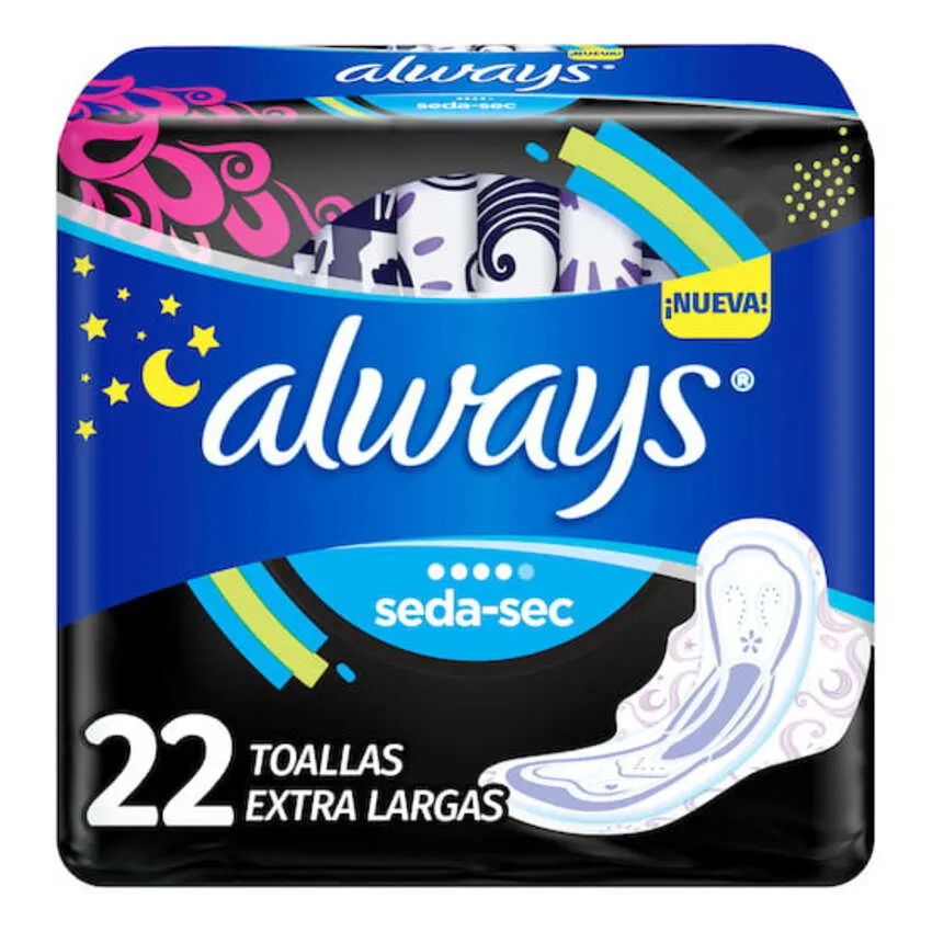 Toallas Sanitarias Always Noches Tranquilas Seca Con Alas 22 Piezas 