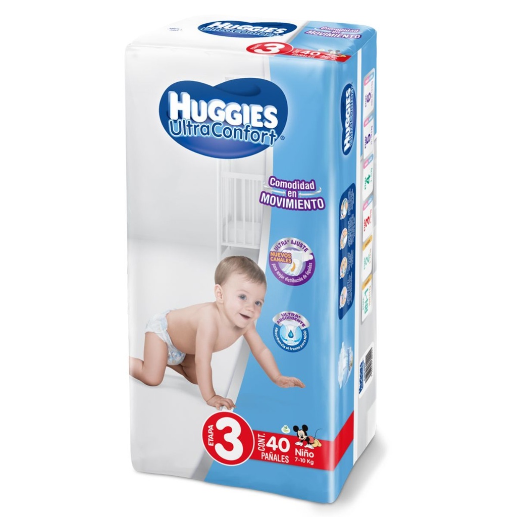 Pañal Huggies Ultra Confort Niño Etapa 3 40 Piezas 