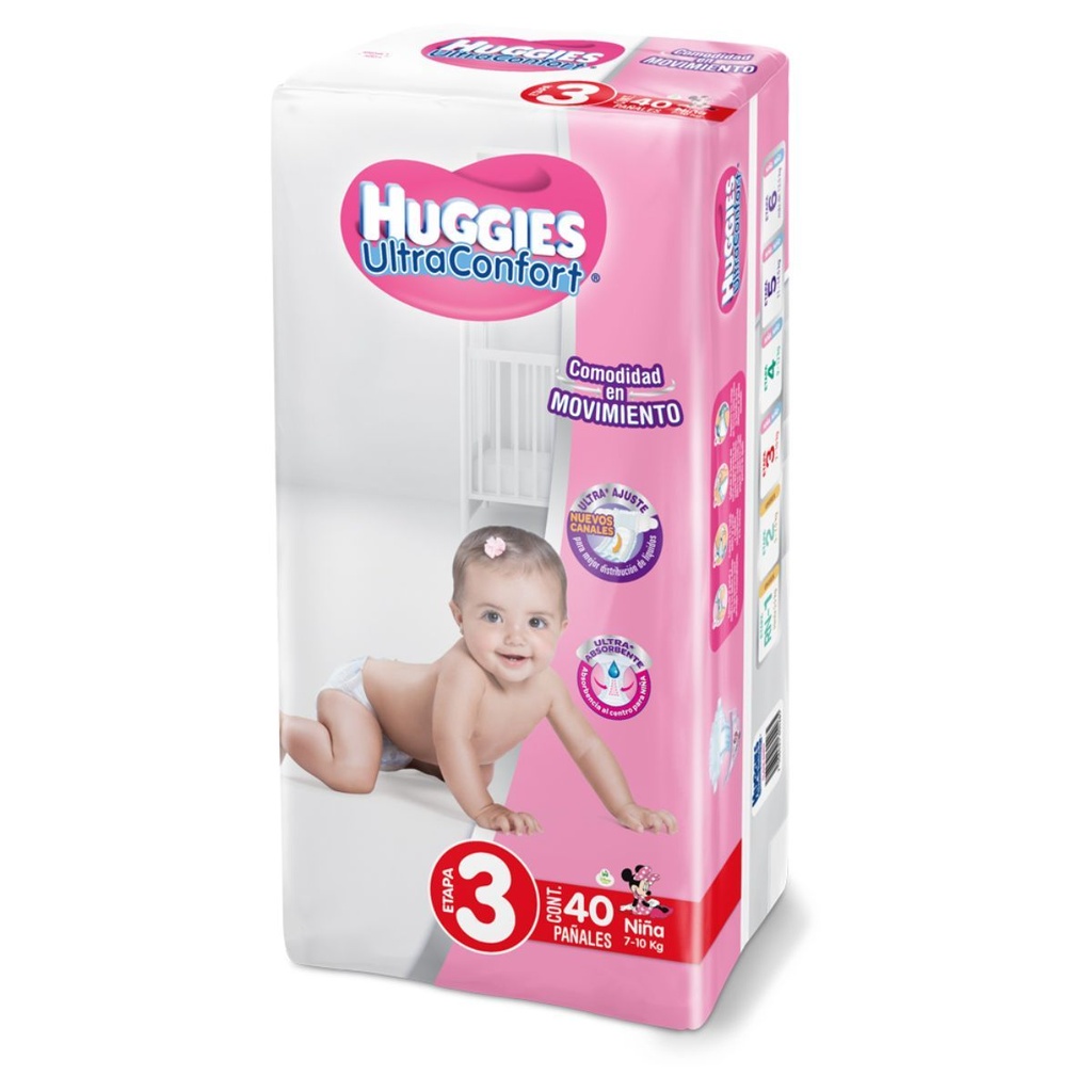 Pañal Huggies Ultra Confort Niña Etapa 3 40 Piezas 