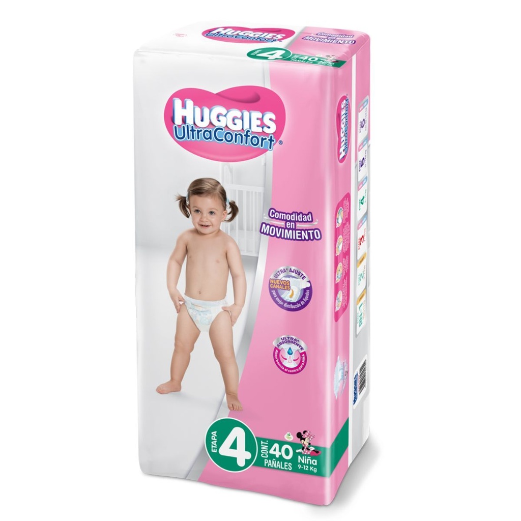 Pañal Huggies Ultra Confort Niña Etapa 4 40 Piezas 