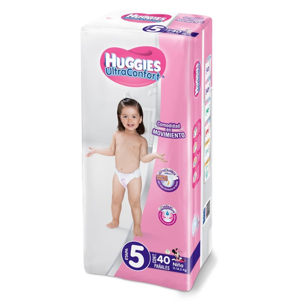 Pañal Huggies Ultra Confort Niña Etapa 5 40 Piezas 