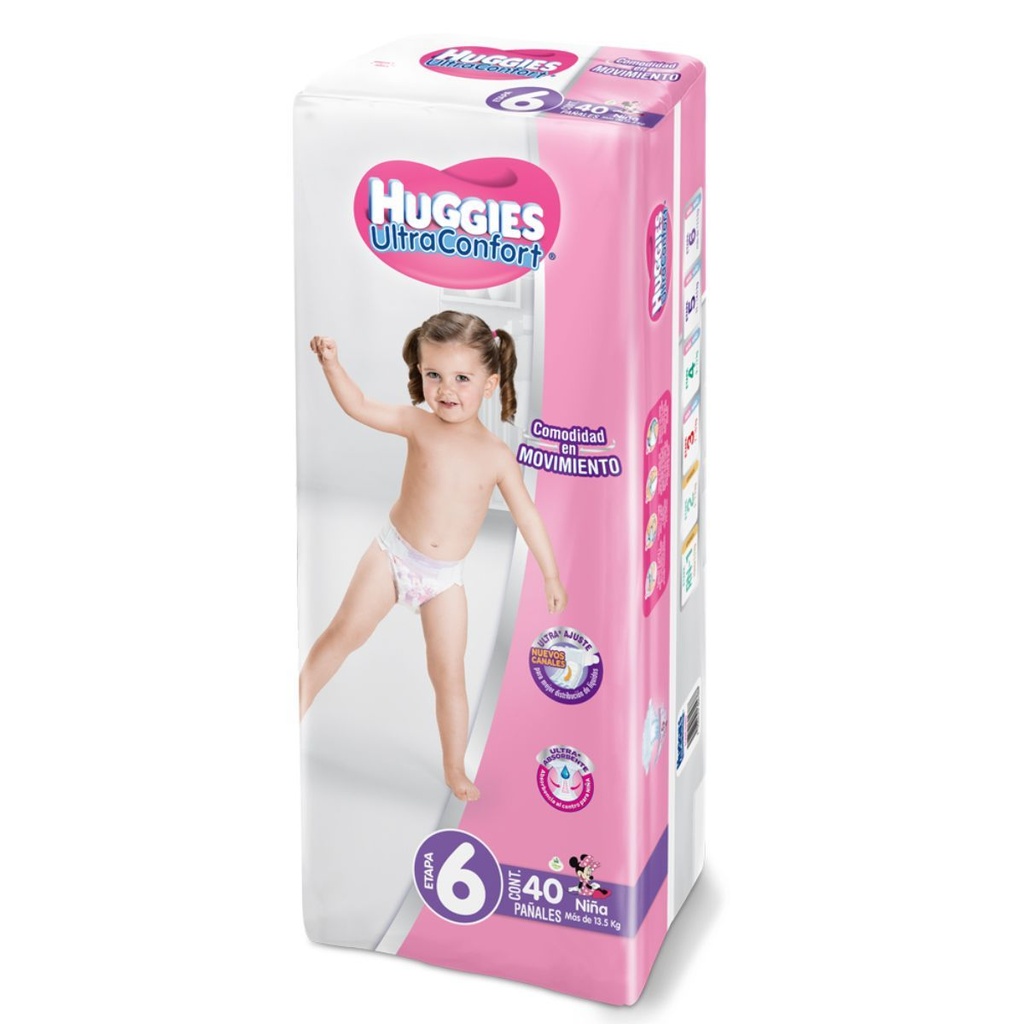 Pañal Huggies Ultra Confort Niña Etapa 6 40 Piezas 