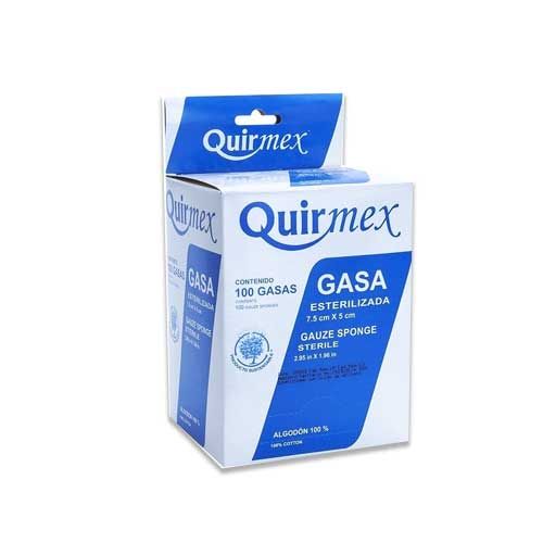 Gasa Esterilizada Quirmex 7.5 X 5 Cm 100 Piezas 