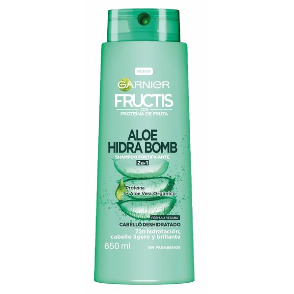 [7509552833409] Shampoo Garnier Fructis Aloe Hidra Bomb Cabello Deshidratado 2 En 1 650 Ml 