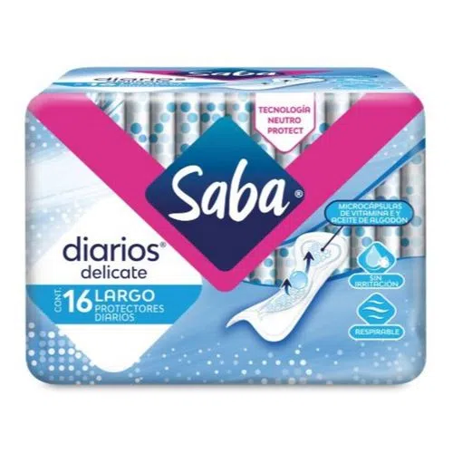 Protectores Saba Diarios Multiestilos Largos 16 piezas 