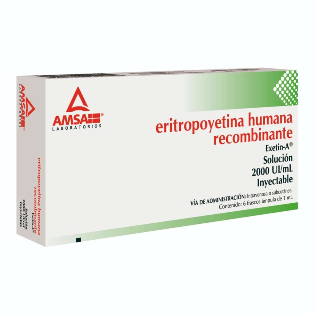 Eritropoyetina Humana Recombinante Solución Inyectable 2000 UI Ml 6 Frascos Ámpula Genérico Amsa 