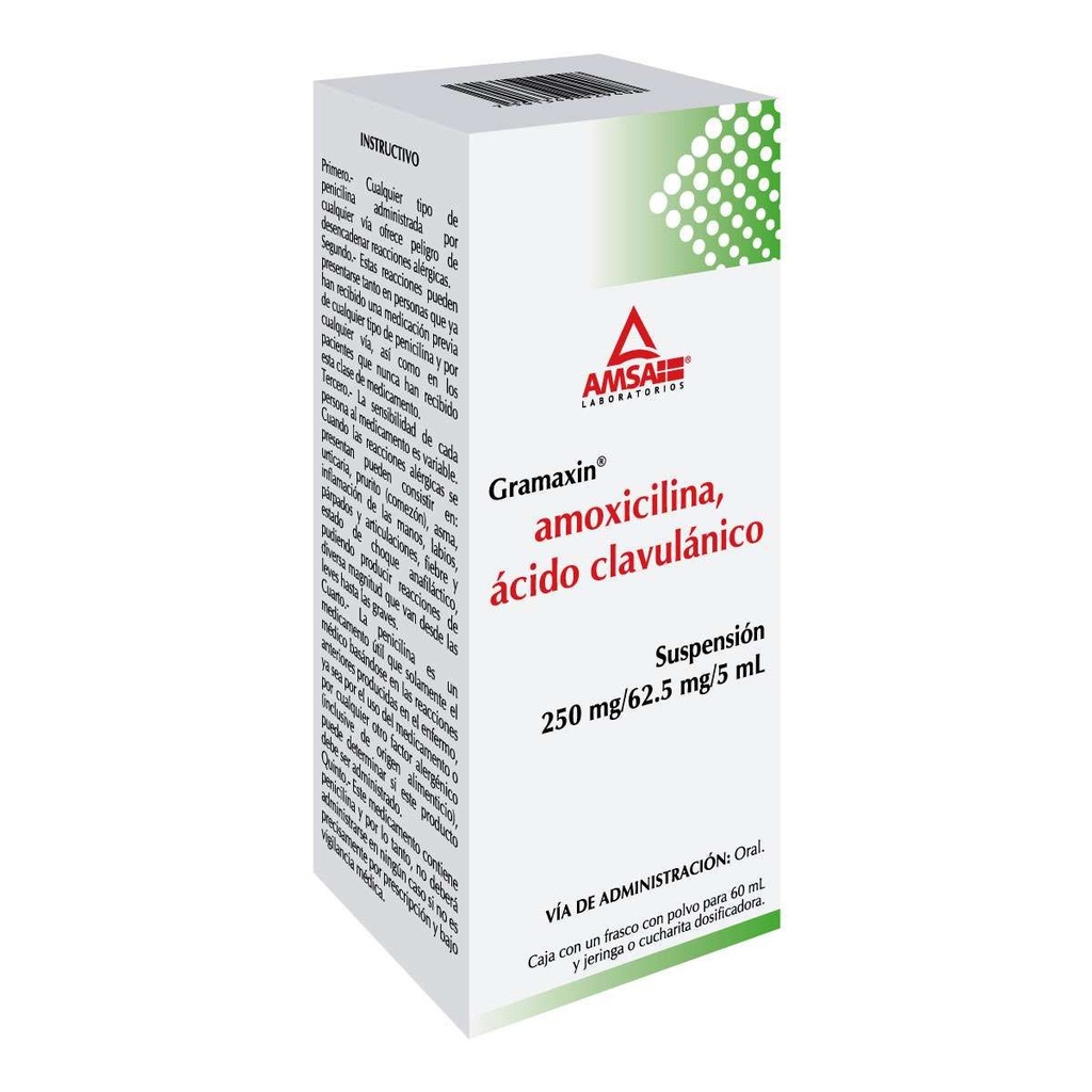 Gramaxin Amoxicilina/Ácido Clavulánico 250/62.5 Mg 60 Ml Genérico Amsa