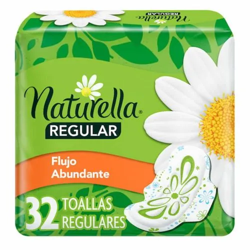 Toallas Sanitarias Naturella Manzanilla Regulares Con Alas 32 Piezas 