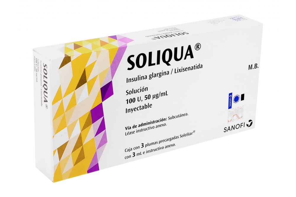 Soliqua 100 U 50 Mg Solución Inyectable 3 Plumas Prellenadas 3 Ml 