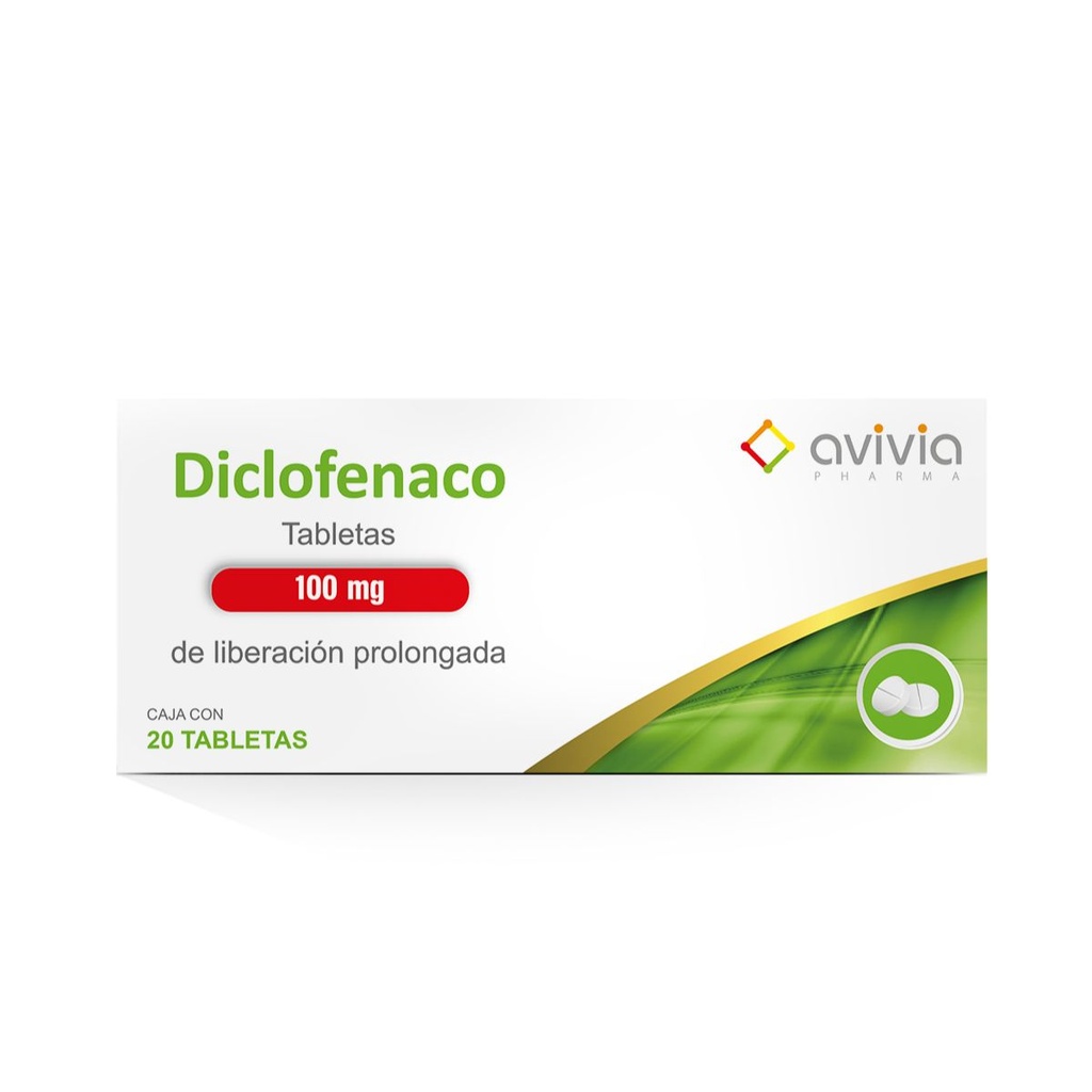Diclofenaco 100 Mg 20 Tabletas Genérico Avivia 