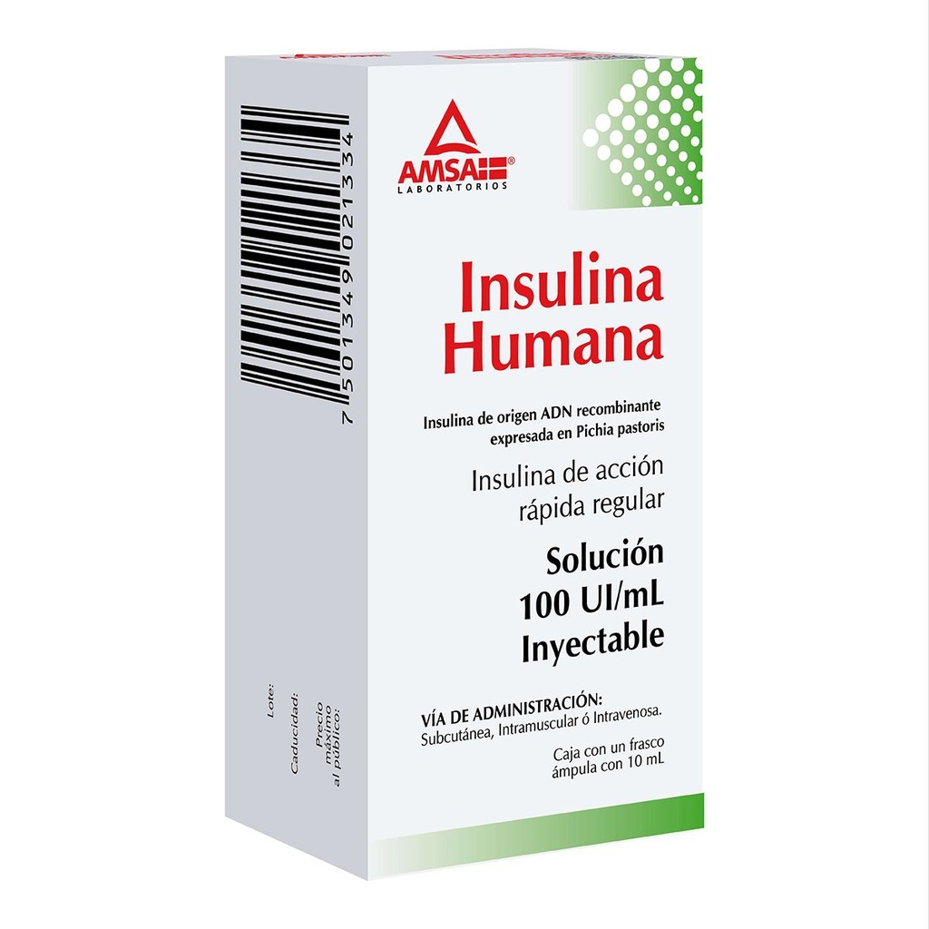 Insulina Humana 100 UI 10 Ml Genérico Amsa 