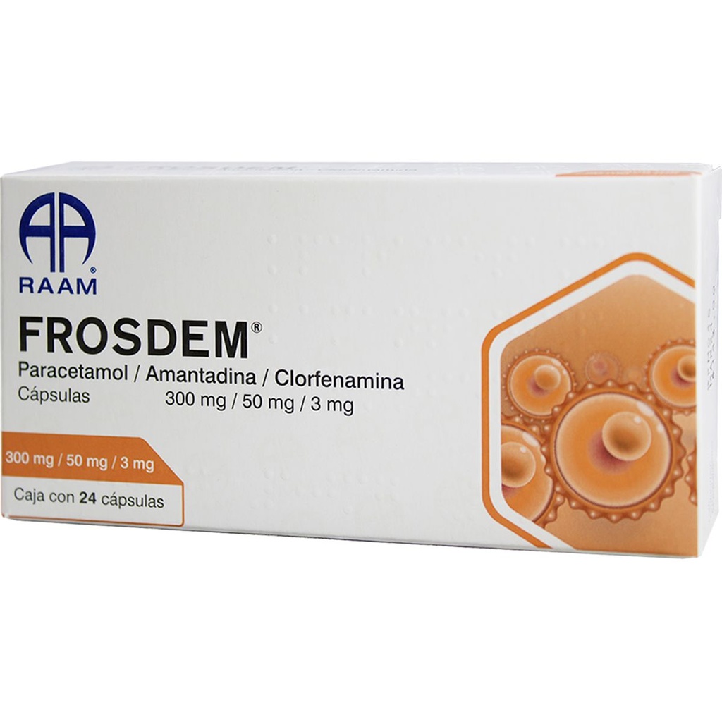 Frosdem Paracetamol/Amantadina/Clorfenamina 300/50/3 Mg 24 Cápsulas Genérico Raam 