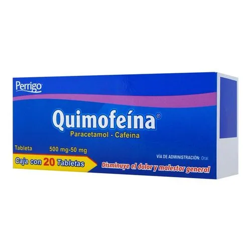 Paracetamol/Cafeína 500/50 Mg 20 Tabletas Genérico Perrigo 