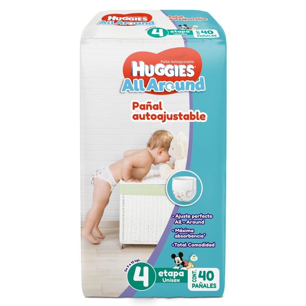 Pañal Huggies All Around Unisex Etapa 4 40 Piezas 