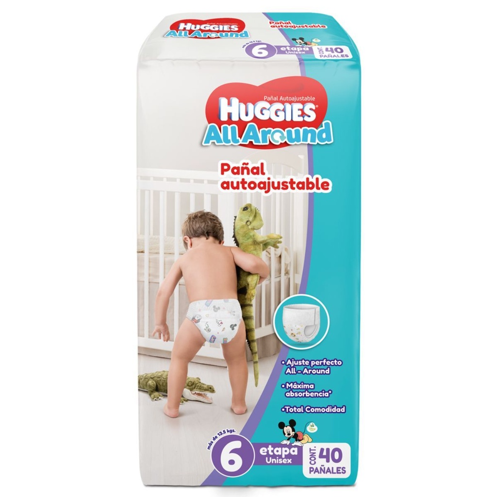 Pañal Huggies All Around Unisex Etapa 6 40 Piezas 
