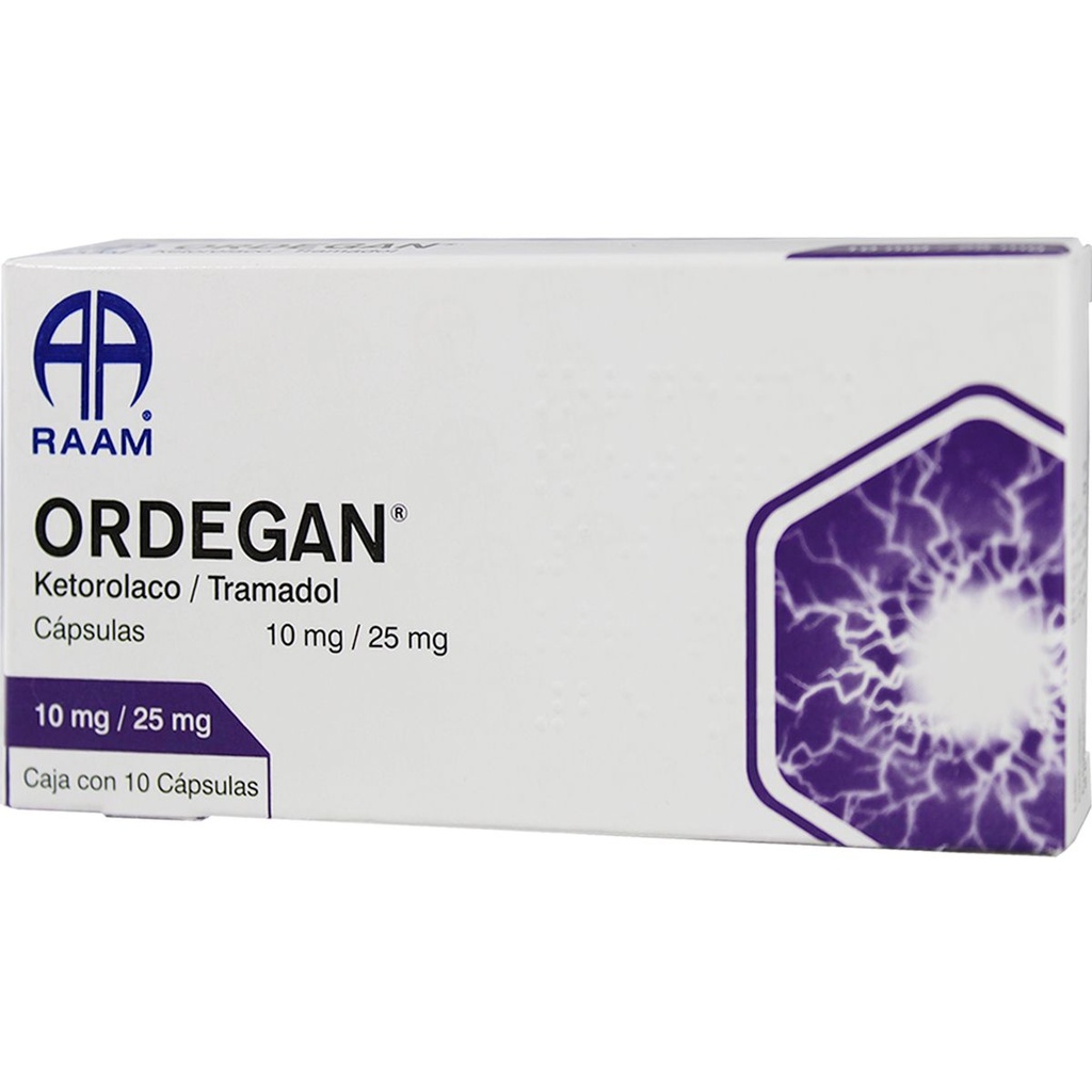 Ordegan Ketorolaco/Tramadol 10/25 Mg 10 Cápsulas Genérico Raam 