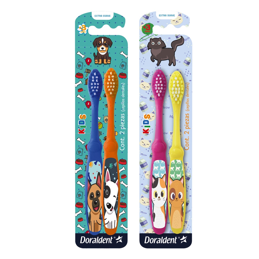 Cepillo Dental Dorald Infantil Perro-Gato 2 Piezas 