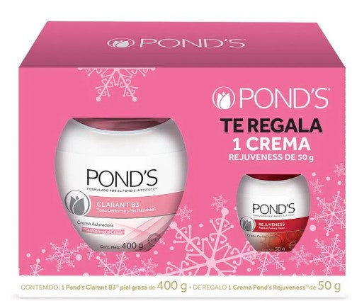 Crema Pond's Aclarante B3 400 G + Rejuveness 50 G 