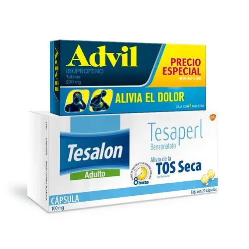 Tesalon 100Mg 20Caps + Advil 2Tab  