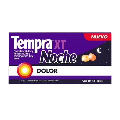 Tempra XT Noche 800/20/4 Mg 12 Tabletas 