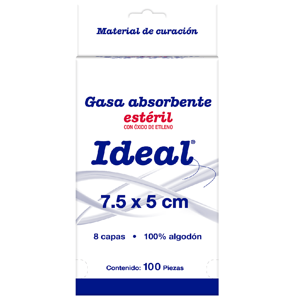 Gasa Ideal Absorbente 7.5X5 Cm 100 Piezas 