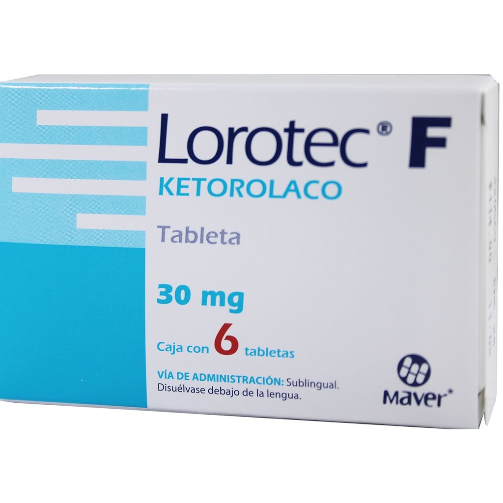 Lorotec F Ketorolaco 30 Mg 6 Tabletas Sublingual Genérico Maver 