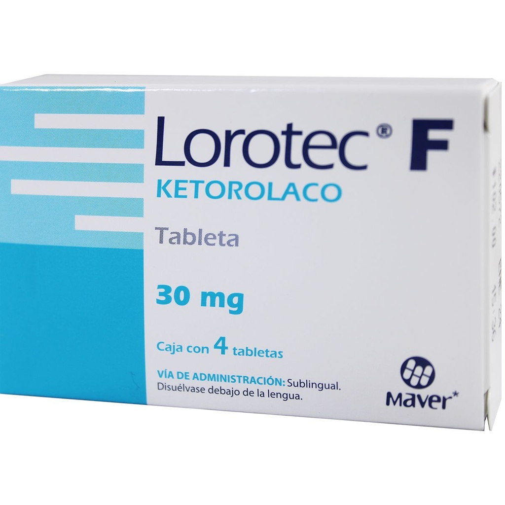 Lorotec F Ketorolaco 30 Mg 4 Tabletas Sublingual Genérico Maver 