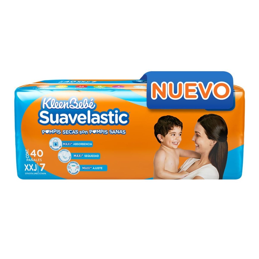 Pañal KleenBebé Suavelastic Extrajumbo Etapa 7 40 Piezas 