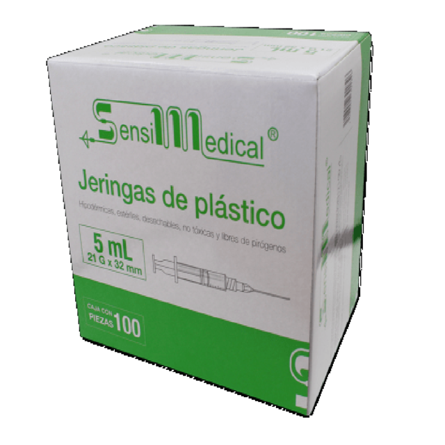 [7506022301826] Jeringa Sensi Medical 5 Ml 21X32 Mm 100 Piezas Genérico Jayor 