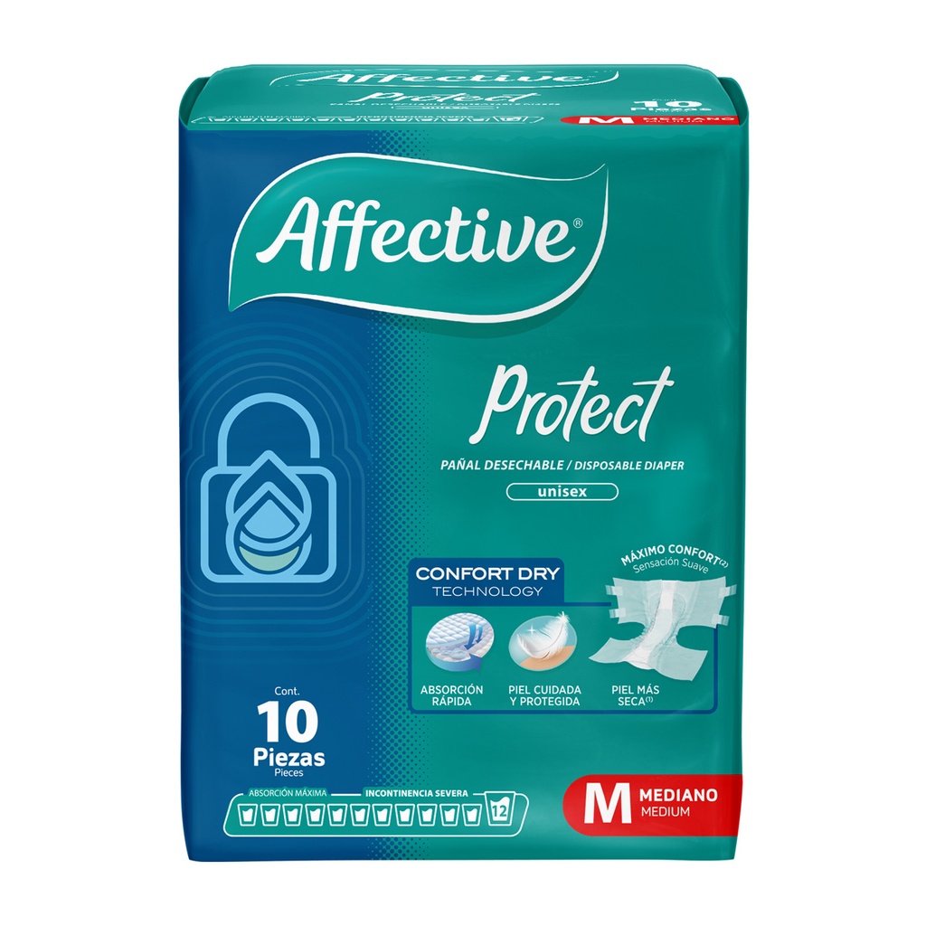 Pañal Affective Active Adulto Mediano 10 Piezas 