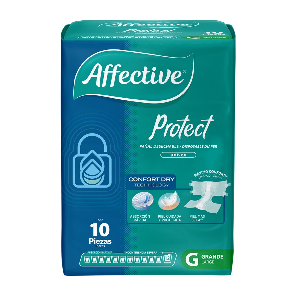 Pañal Affective Active Adulto Grande 10 Piezas 