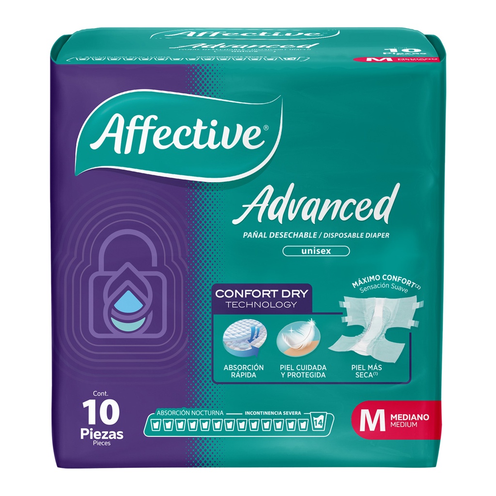 Pañal Affective Advence Adulto Mediano 10 Piezas 