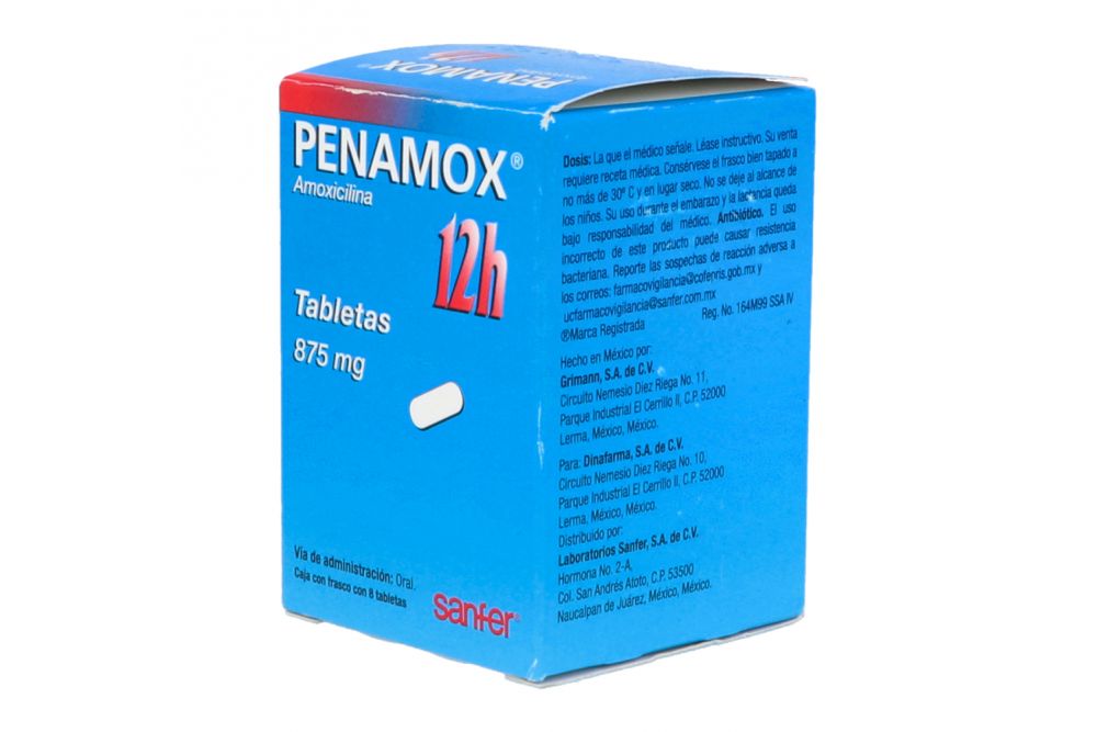 [7501070635541] Penamox 12 H 875 Mg 8 Tabletas 